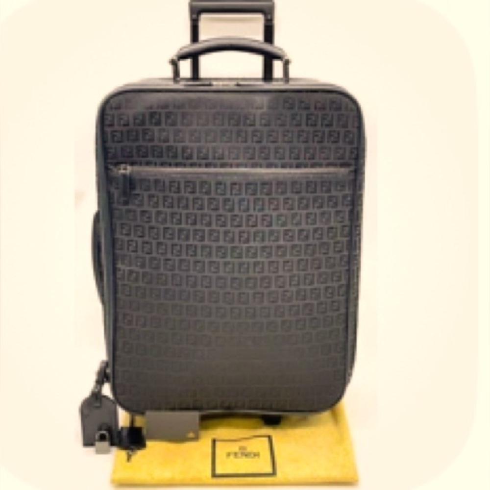 Fendi Monogram Black Zucca Pattern Carry On Suit Case